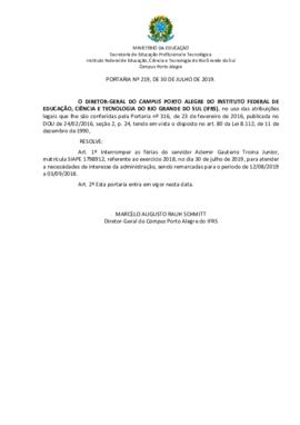 Portaria 219/2019