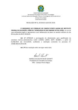 Resolução 31/2019