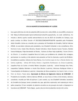 Ata 14/2020 - Reunião Extraordinária