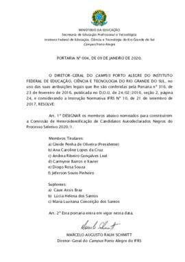 Portaria 004/2020