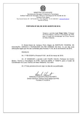 Portaria 259/2018