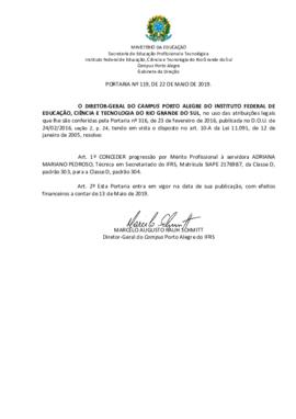 Portaria 119/2019