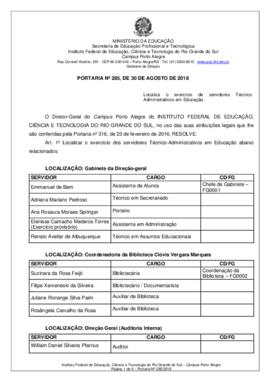 Portaria 285/2018