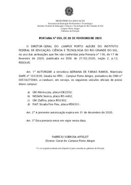 Portaria 59/2020