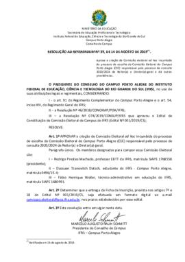 Resolução 39/2019 Ad Referendum