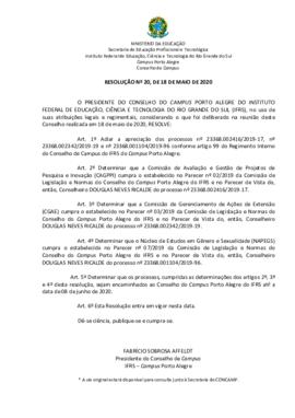 Resolução 020/2020
