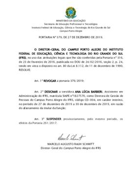 Portaria 379/2019