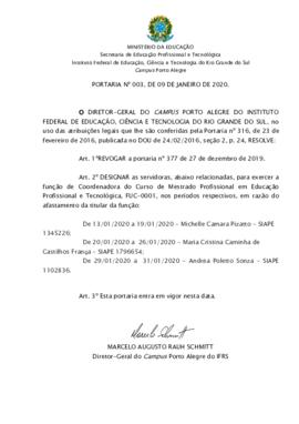Portaria 003/2020