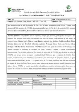 Ata de reunião ordinária 01/2018
