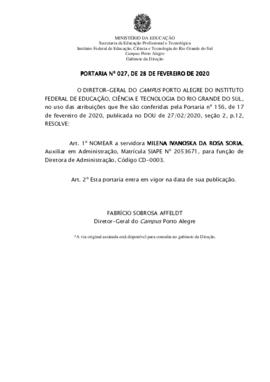 Portaria 27/2020