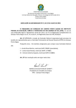 Resolução 37/2019 Ad Referendum