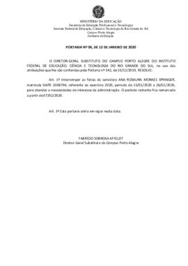 Portaria 006/2020