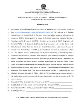 Ata 02 /2020 - Reunião ordinária