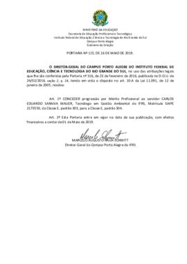 Portaria 115/2019
