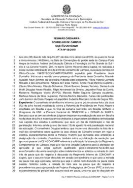 Ata 06/2019 - Reunião Ordinária