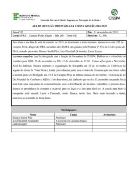 Ata de reunião ordinária 02/ 2018