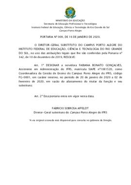 Portaria 009/2020