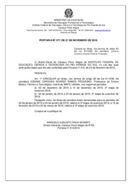Portaria 377/2018