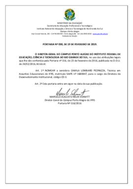 Portaria 038/ 2019