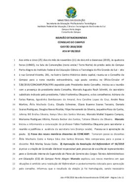 Ata 09/2019 - Reunião Extraordinária