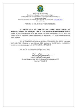 Portaria 030/ 2019