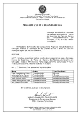 Resolução 45/ 2016
