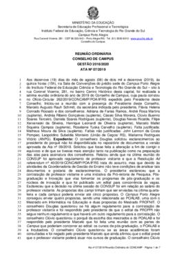 Ata 07/2019 - Reunião Ordinária