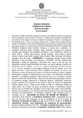 Ata 09/2019 -  Reunião Ordinária