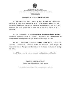 Portarias 034/2020 e 035/2020 - revogada