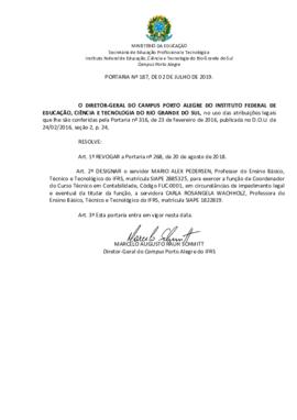 Portaria 187/2019 - revogada