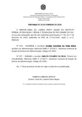 Portarias 56/2020 e 57/2020