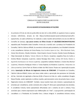 Ata 06/2020 - Reunião Extraordinária