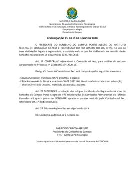 Resolução 025/2020 ad referendum
