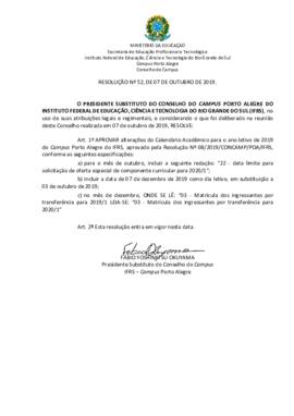 Resolução 52/2019