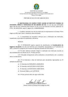 Portaria 145/2019