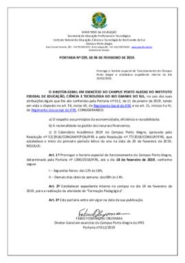 Portaria 029/2019
