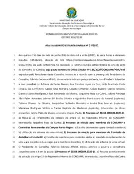 Ata 07/2020 - Reunião Extraordinária