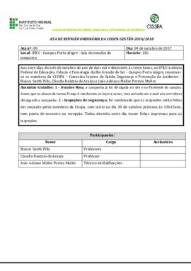 Ata de reunião ordinária 09/2017