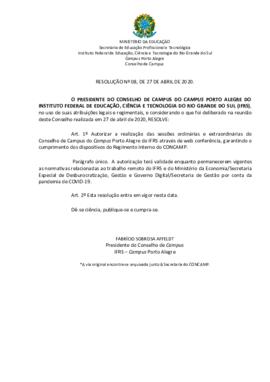 Resolução 008/2020