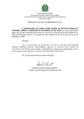 Portaria 315/2019