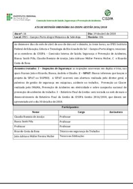 Ata da reunião ordinária 14/2018