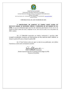 Portaria 033/ 2019
