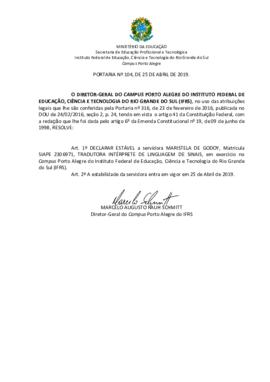 Portaria 104/2019