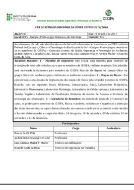Ata de reunião ordinária 07/2017