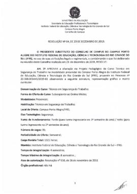 Resolução 64/ 2019