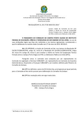 Resolução 21/2019