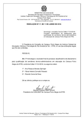 Resolução 17/ 2018