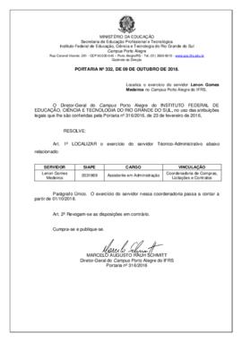 Portaria 332/ 2018