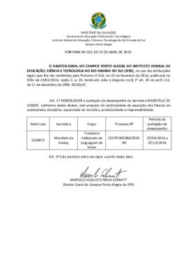 Portaria 103/2019