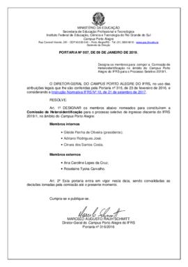 Portaria 007/2019